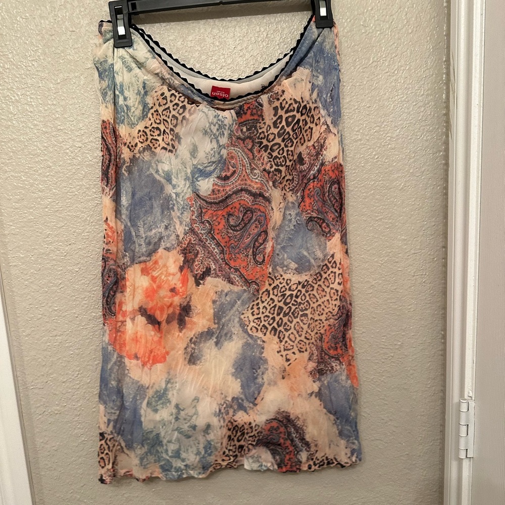 Paisley colorful cheetah print y2k flowy midi skirt